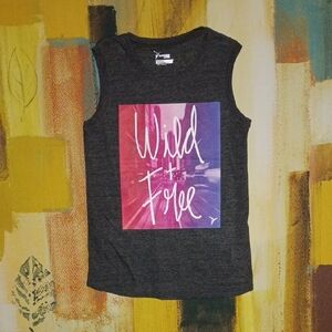 Old Navy Kids Tank Top - Black with Pink and Purple Graphic